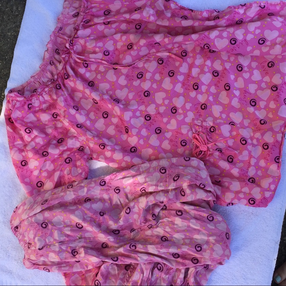 Pink MEIBIAO Silk PJ Set
